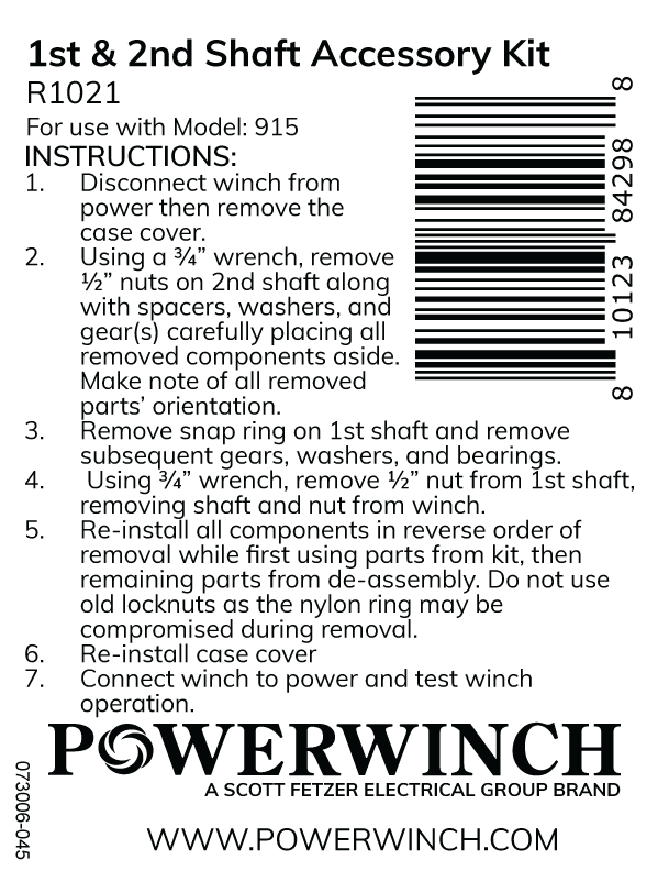 R1021 - 1st/2nd Shaft Accessory Kit - Image 3